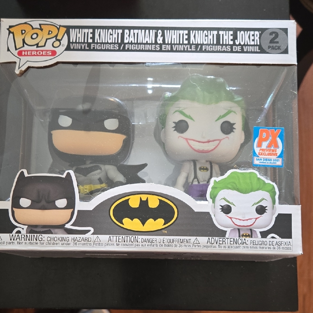 Funko Pop! White Knight Batman & White Knight Joker - White, Black, Green